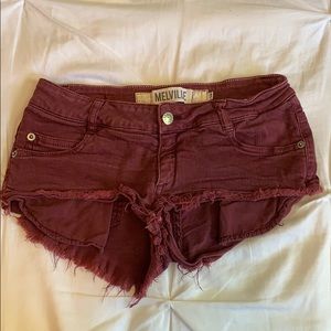 Brandy Melville Cheeky Denim Shorts Maroon 23/24